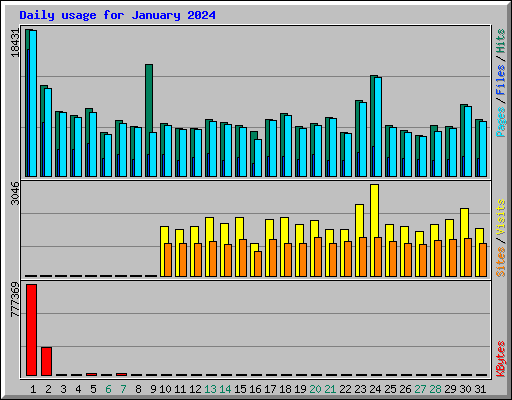 Daily usage for January 2024