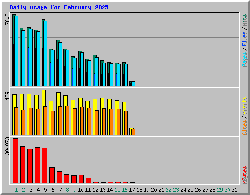 Daily usage for February 2025